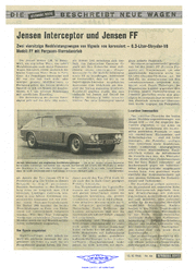 Automobil Revue vom 10/1966 "Jensen Interceptor und Jensen FF"